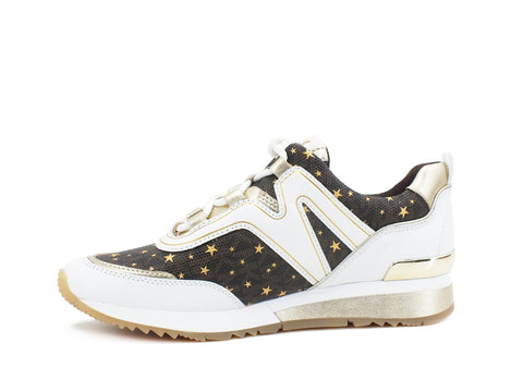 MICHEAL KORS Pippin Trainer Sneaker Star Optical White Brown 43R1PIFS2B