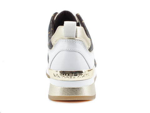 MICHEAL KORS Pippin Trainer Sneaker Star Optical White Brown 43R1PIFS2B