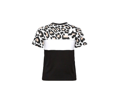 FILA Anokia AOP Blocked Tee T-Shirt Bold Leopard Black White 688789