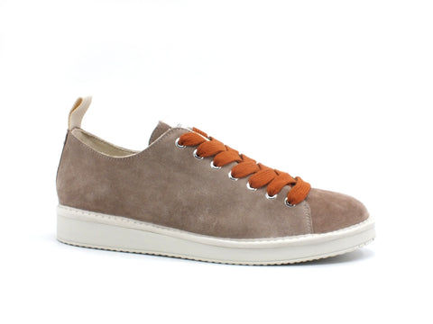 PAN CHIC Low Cut Sneaker Uomo Suede Dovegrey Burnt Orange P01M14001S8