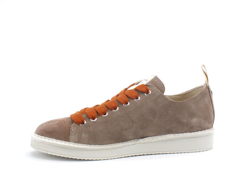 PAN CHIC Low Cut Sneaker Uomo Suede Dovegrey Burnt Orange P01M14001S8