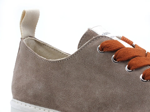 PAN CHIC Low Cut Sneaker Uomo Suede Dovegrey Burnt Orange P01M14001S8