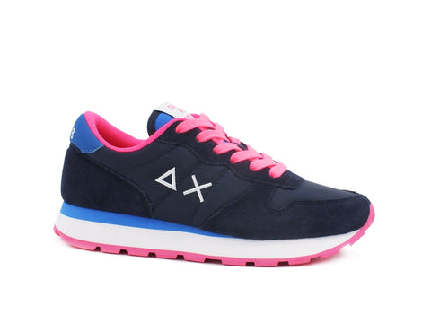 SUN68 Ally Solid Nylon Sneaker Donna Navy Blue Z31201