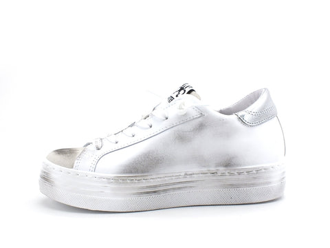 2STAR Sneaker HS Donna Platform Glitter Bianco Ghiaccio Nero 2SD2853