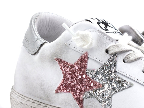 2STAR Sneaker Low Donna Stelle Glitter Silver Rose White 2SD2815