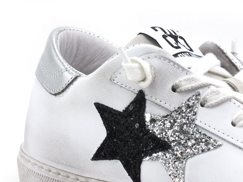 2STAR Sneaker Low Donna Stelle Glitter Silver Black White 2SD2814
