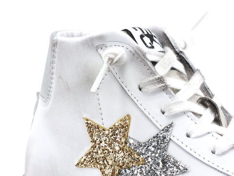 2STAR Sneaker High Stelle Glitter Silver Gold White 2SD2940