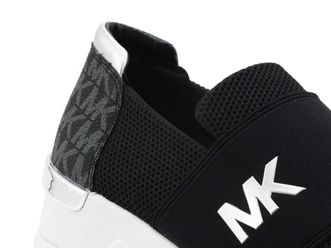 MICHAEL KORS Felix Trainer Sneaker Elastic Logo Black White 43S1FXFS1D