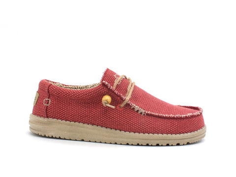 HEY DUDE Wally Braided Scarpa Stringata Corda Pompeian Red 110626840