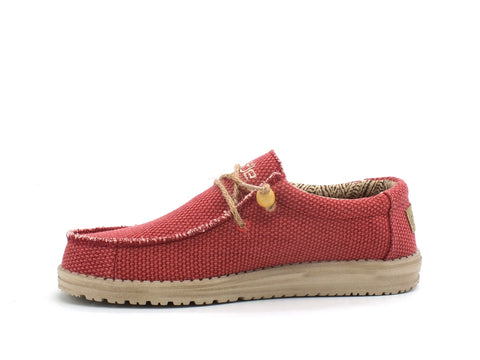HEY DUDE Wally Braided Scarpa Stringata Corda Pompeian Red 110626840