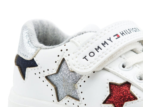 TOMMY HILFIGER Sneaker Bambina Strap Stelle Glitter White Multicolor T1A4-31015