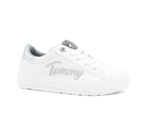 TOMMY HILFIGER Sneaker Bambina Lacci White Silver T3A4-31024