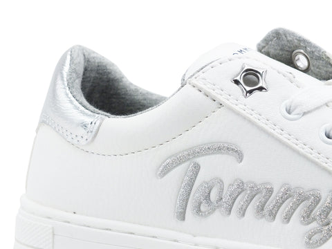TOMMY HILFIGER Sneaker Bambina Lacci White Silver T3A4-31024