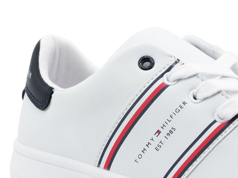 TOMMY HILFIGER Sneaker Bambino Lacci Logo Bande White Blu T3B4-31085