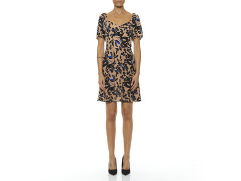 KORALLINE Abito Maniche Corte Donna Floreale Biscotto Nero Bluette 880