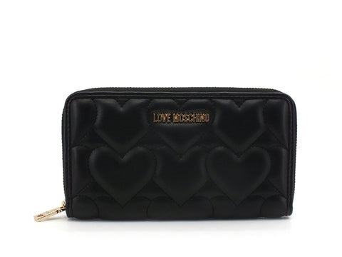 LOVE MOSCHINO Portafoglio Zip Around Trapuntato Cuori Nero JC5632PP0CKG0000