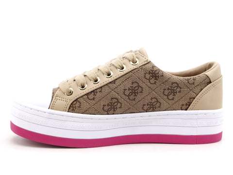 GUESS Sneaker Platform Loghi Pink Beige Brown FL6BRAFAL12