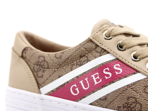 GUESS Sneaker Platform Loghi Pink Beige Brown FL6BRAFAL12