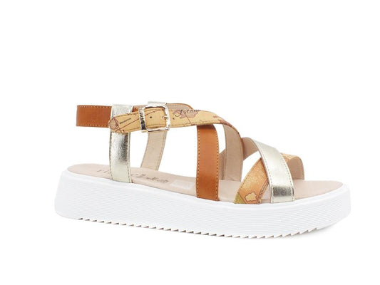 ALVIERO MARTINI 1A CLASSE Sandalo Suola Gomma Fascia Platinum N0954-0504 - Sandrini Calzature e Abbigliamento