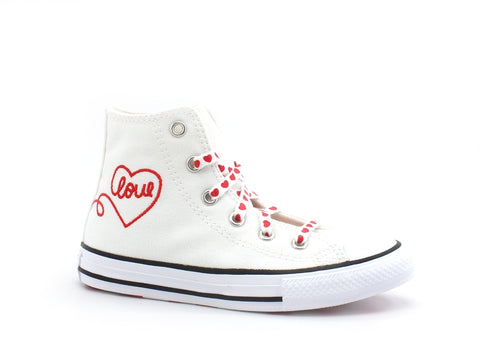 CONVERSE C.T. All Star Hi Sneaker Bambino Love Grey Vintage White Red 671125C