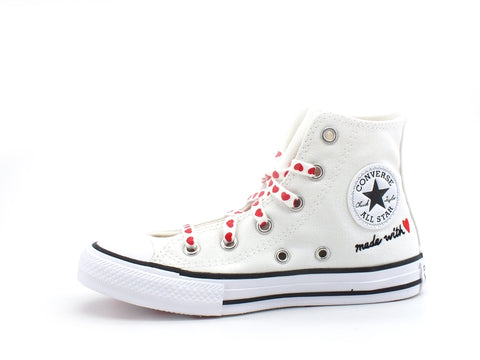 CONVERSE C.T. All Star Hi Sneaker Bambino Love Grey Vintage White Red 671125C