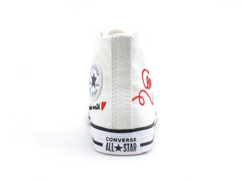 CONVERSE C.T. All Star Hi Sneaker Bambino Love Grey Vintage White Red 671125C