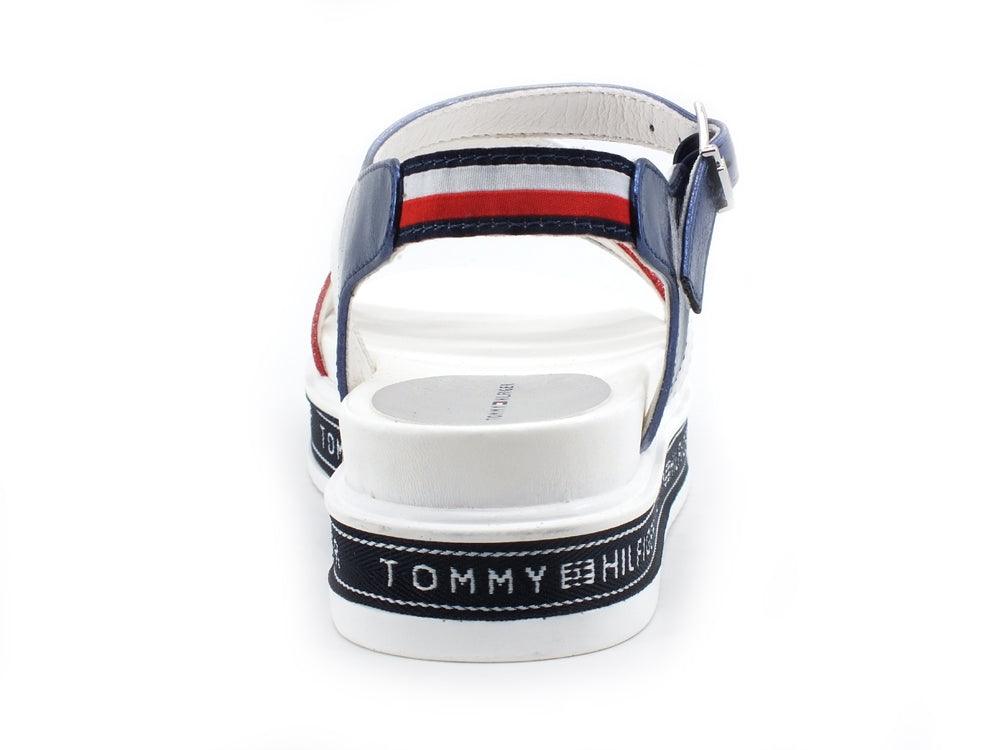 TOMMY HILFIGER Sandalo Bambina Velcro Tricolor Blu Rosso Bianco T3A2-31042 - Sandrini Calzature e Abbigliamento