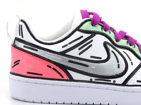 CUSTOM / NIKE Court Vision Low Sneaker Comics Light Green Pink DH3158-100