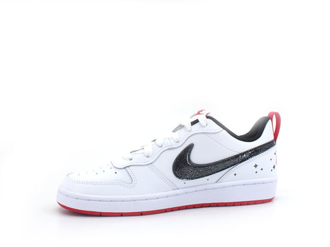 NIKE Court Borough Low 2 SE (GS) Sneaker Star White Black Berry DM0110-100