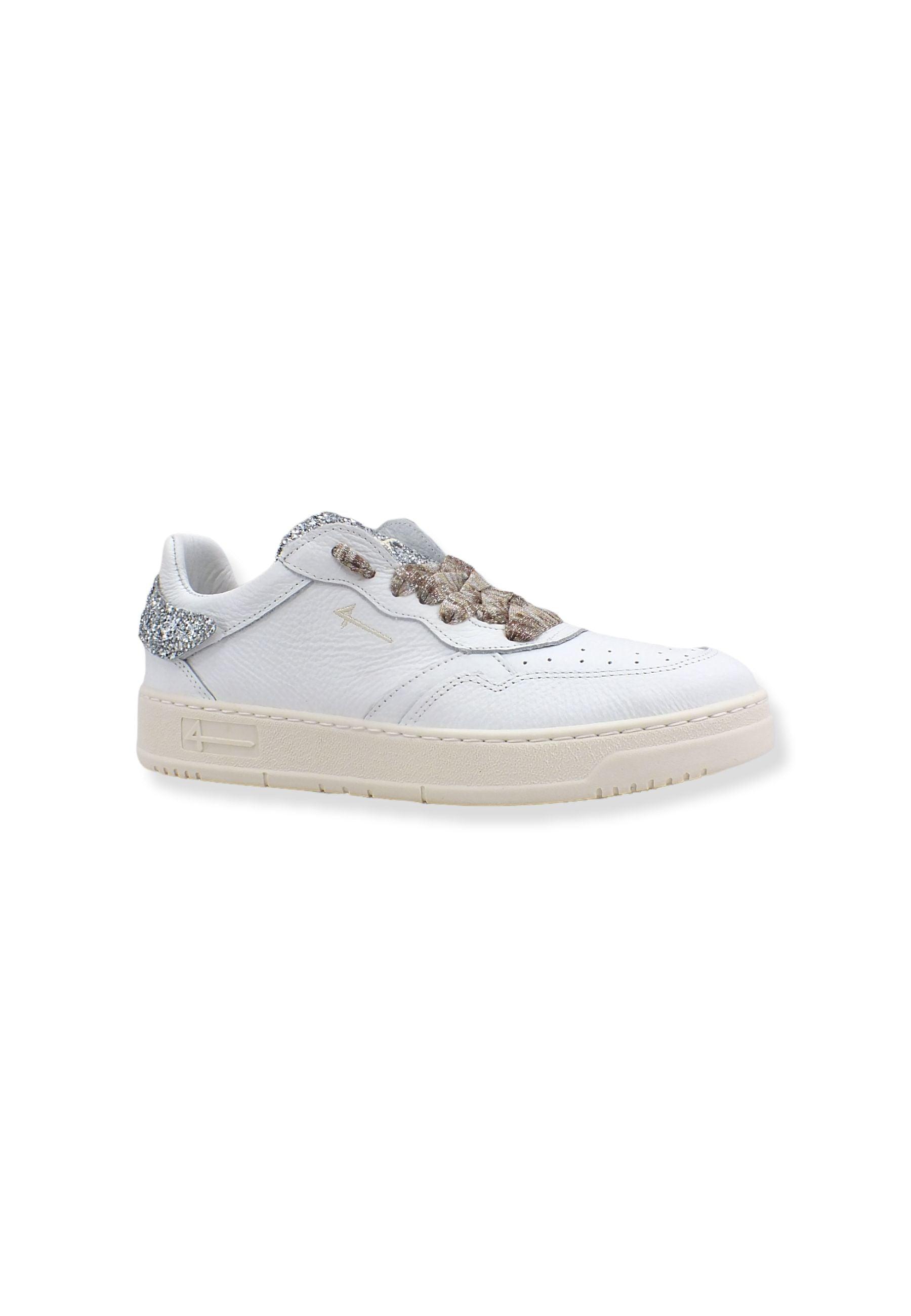 4LINE Fourline Sneaker Donna Low Max Bianco Glitter Argento X19 - Sandrini Calzature e Abbigliamento