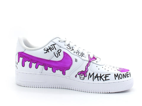 CUSTOM / Nike Air Force 1 Sneaker Donna AF1 Graffiti Style White Violet