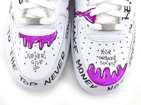 CUSTOM / Nike Air Force 1 Sneaker Donna AF1 Graffiti Style White Violet