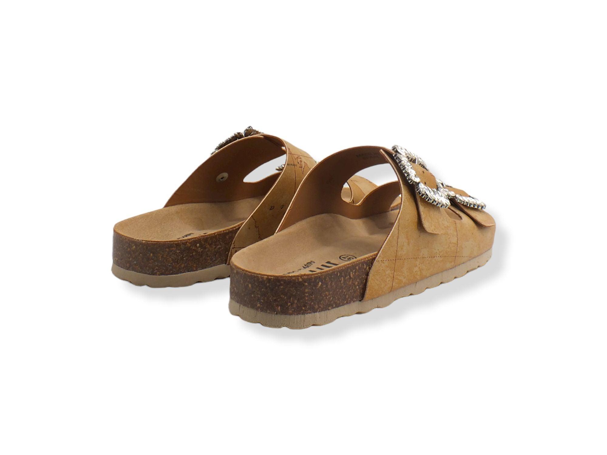 ALVIERO MARTINI 1° CLASSE Ciabatta Slipper Geo 2 Fibbie Pietre Beige Natural N0279-9750 - Sandrini Calzature e Abbigliamento