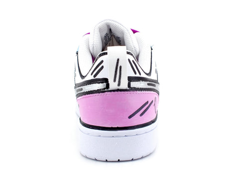 CUSTOM / NIKE Court Boroungh Low 2 GS Comics Sneaker White Purple Silver