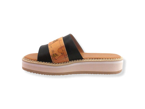 ALVIERO MARTINI 1° CLASSE Ciabatta Fascia Geo Black Beige N1173-0326 - Sandrini Calzature e Abbigliamento