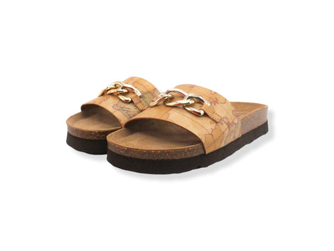 ALVIERO MARTINI 1° CLASSE Ciabatta Slipper Fascia Geo Gold Beige Natural Z0213-9750 - Sandrini Calzature e Abbigliamento