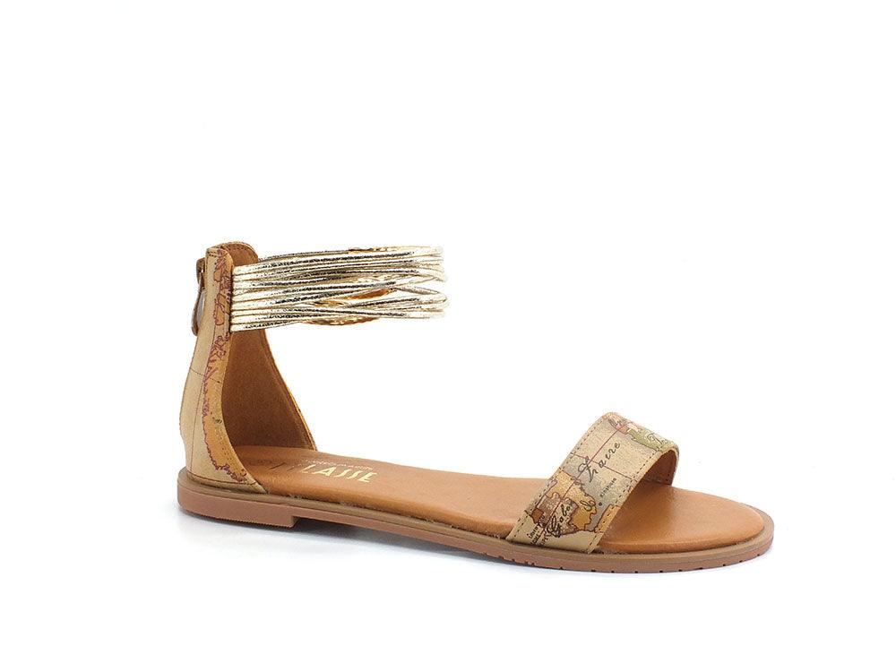 ALVIERO MARTINI 1° CLASSE Sandalo Flat Caviglia Geo Natural Z0155-9750 - Sandrini Calzature e Abbigliamento