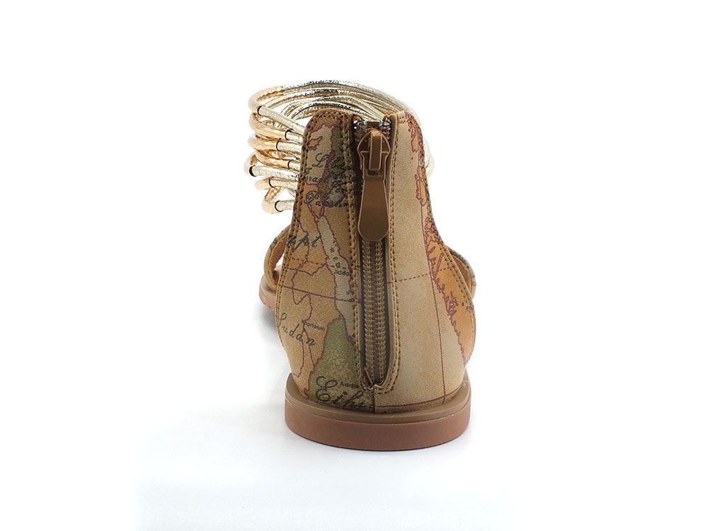 ALVIERO MARTINI 1° CLASSE Sandalo Flat Caviglia Geo Natural Z0155-9750 - Sandrini Calzature e Abbigliamento