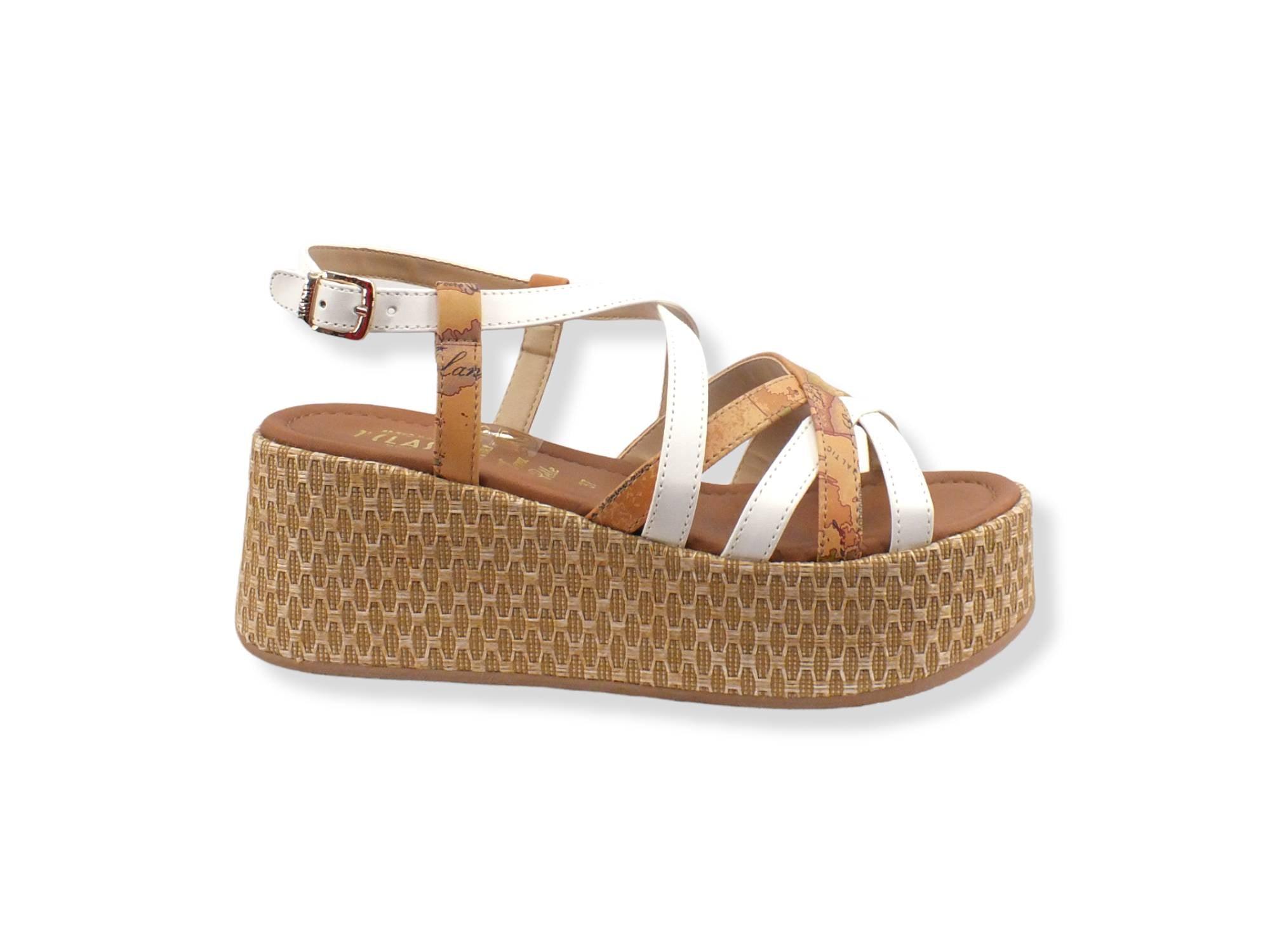 ALVIERO MARTINI 1° CLASSE Sandalo Zeppa Bicolor White Beige N1250-0371 - Sandrini Calzature e Abbigliamento