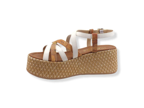 ALVIERO MARTINI 1° CLASSE Sandalo Zeppa Bicolor White Beige N1250-0371 - Sandrini Calzature e Abbigliamento