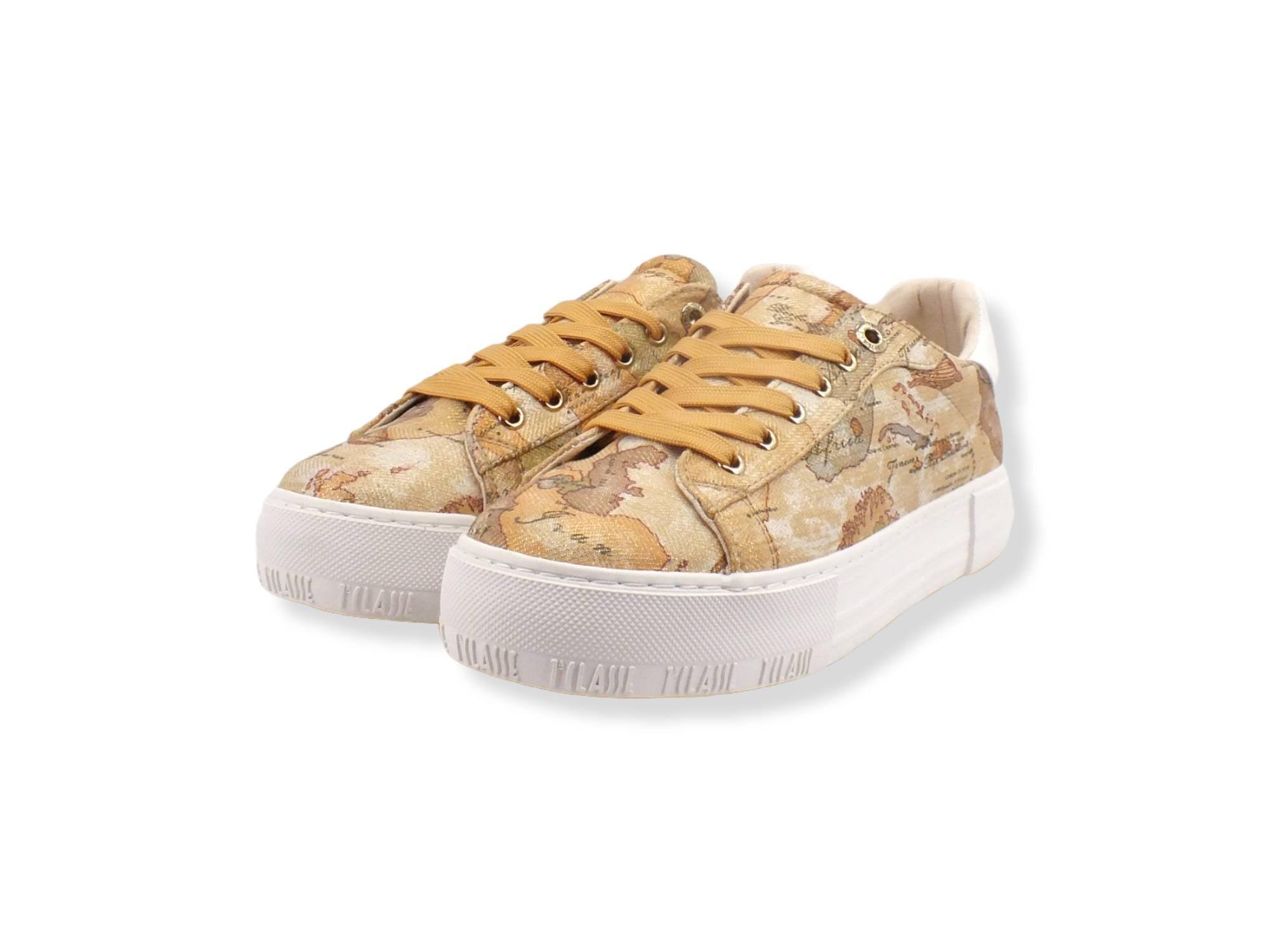 ALVIERO MARTINI 1° CLASSE Sneaker Beige Geo Lamè Retro White N1142-0211 - Sandrini Calzature e Abbigliamento