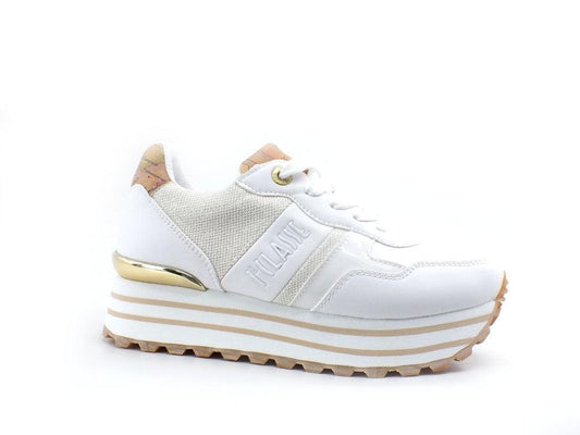 ALVIERO MARTINI 1° CLASSE Sneaker Glitter Logo White Beige Geo N1169-0558 - Sandrini Calzature e Abbigliamento
