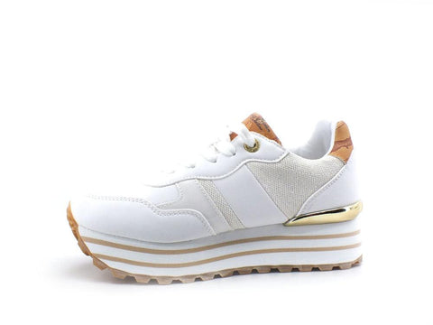 ALVIERO MARTINI 1° CLASSE Sneaker Glitter Logo White Beige Geo N1169-0558 - Sandrini Calzature e Abbigliamento