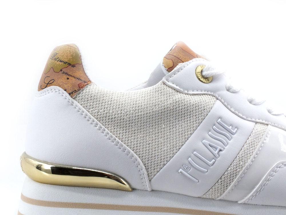 ALVIERO MARTINI 1° CLASSE Sneaker Glitter Logo White Beige Geo N1169-0558 - Sandrini Calzature e Abbigliamento