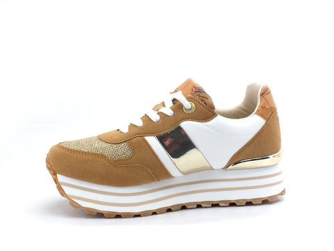 ALVIERO MARTINI 1° CLASSE Sneaker Glitter Logo White Beige Geo N1172-0558 - Sandrini Calzature e Abbigliamento