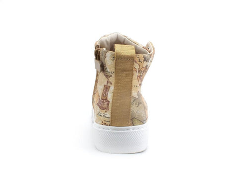 ALVIERO MARTINI 1° CLASSE Sneaker Mid Zip Beige Lamè Geo N1143-0034 - Sandrini Calzature e Abbigliamento