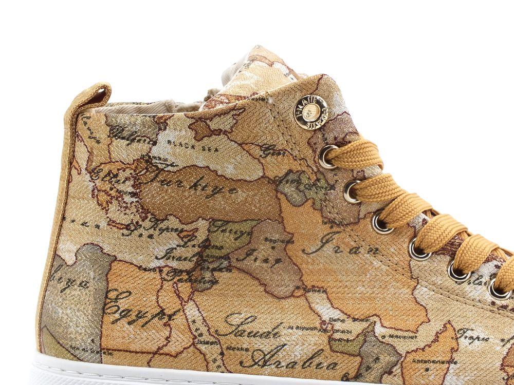 ALVIERO MARTINI 1° CLASSE Sneaker Mid Zip Beige Lamè Geo N1143-0034 - Sandrini Calzature e Abbigliamento