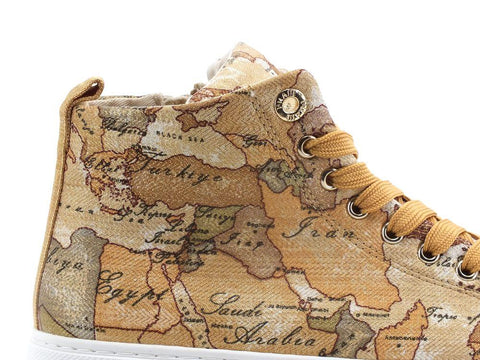 ALVIERO MARTINI 1° CLASSE Sneaker Mid Zip Beige Lamè Geo N1143-0034 - Sandrini Calzature e Abbigliamento