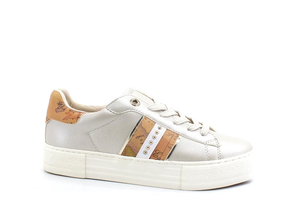 ALVIERO MARTINI 1° CLASSE Sneaker Pelle Retro Geo Platinum Beige N1152-0289 - Sandrini Calzature e Abbigliamento