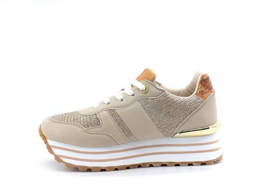 ALVIERO MARTINI 1° CLASSE Sneaker Platform Glitter Beige Geo N1170-0558 - Sandrini Calzature e Abbigliamento